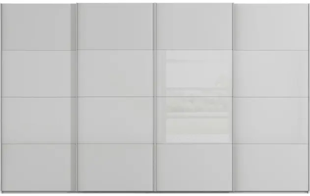 Goossens kledingkast finca combi glans mat glas grijs hoogwaardig meubelplaat - 8244397-{merk}-finca-combi-sts-grijs-schuifdeuren-01